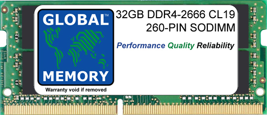 32GB DDR4 2666MHz PC4-21300 260-PIN SODIMM MEMORY RAM FOR LAPTOPS/NOTEBOOKS
